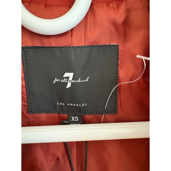 SFAM 7 For All Mankind Cropped Casual Moto Barrel Sleeve Jacket Rust/Orange XS - Picture 8 of 14